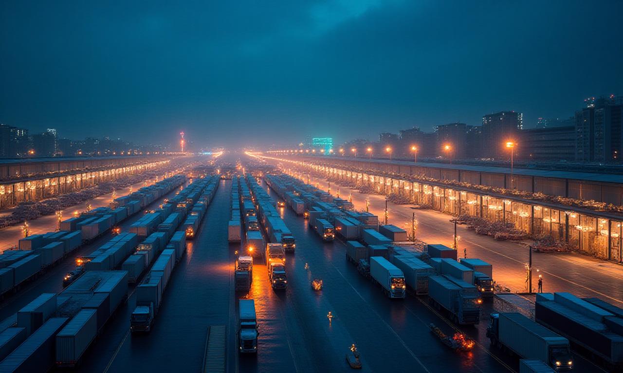 Logistics hub at night