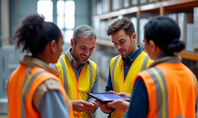 Warehouse team coordinating
